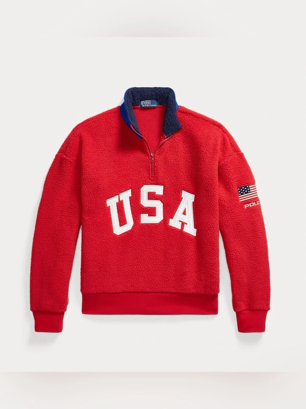 Polo Ralph Lauren Relaxed Fit Flag Fleece Pullover with USA Logo Unisex